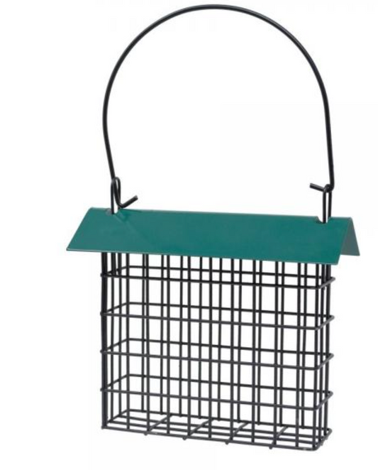 Green Single Suet Feeder with Roof